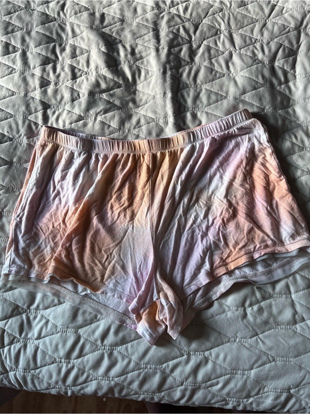 stars above Pastel Peach & Lavender Tie-Dye Lounge Shorts